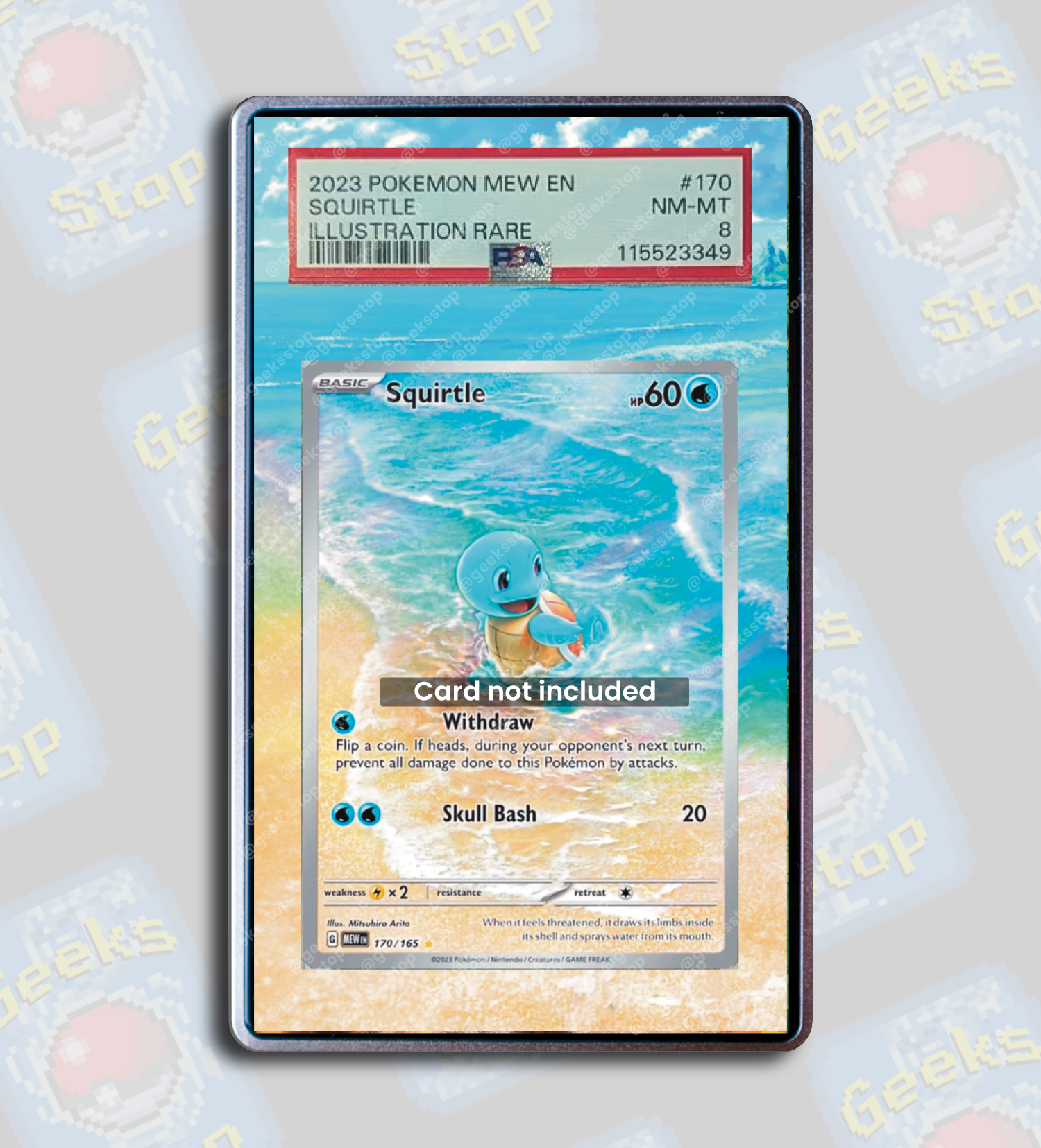 Squirtle 151 PSA TAG Beckett | Extended Art Display Case for Pokemon Card