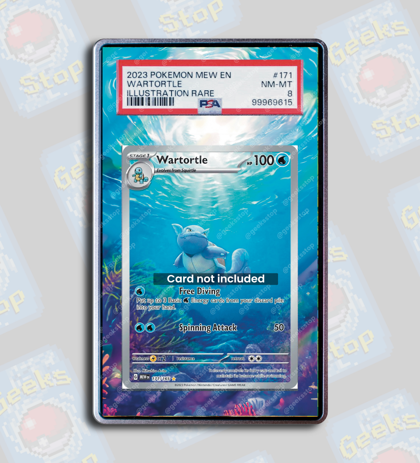 Wartortle 151 PSA TAG Beckett | Extended Art Display Case for Pokemon Card