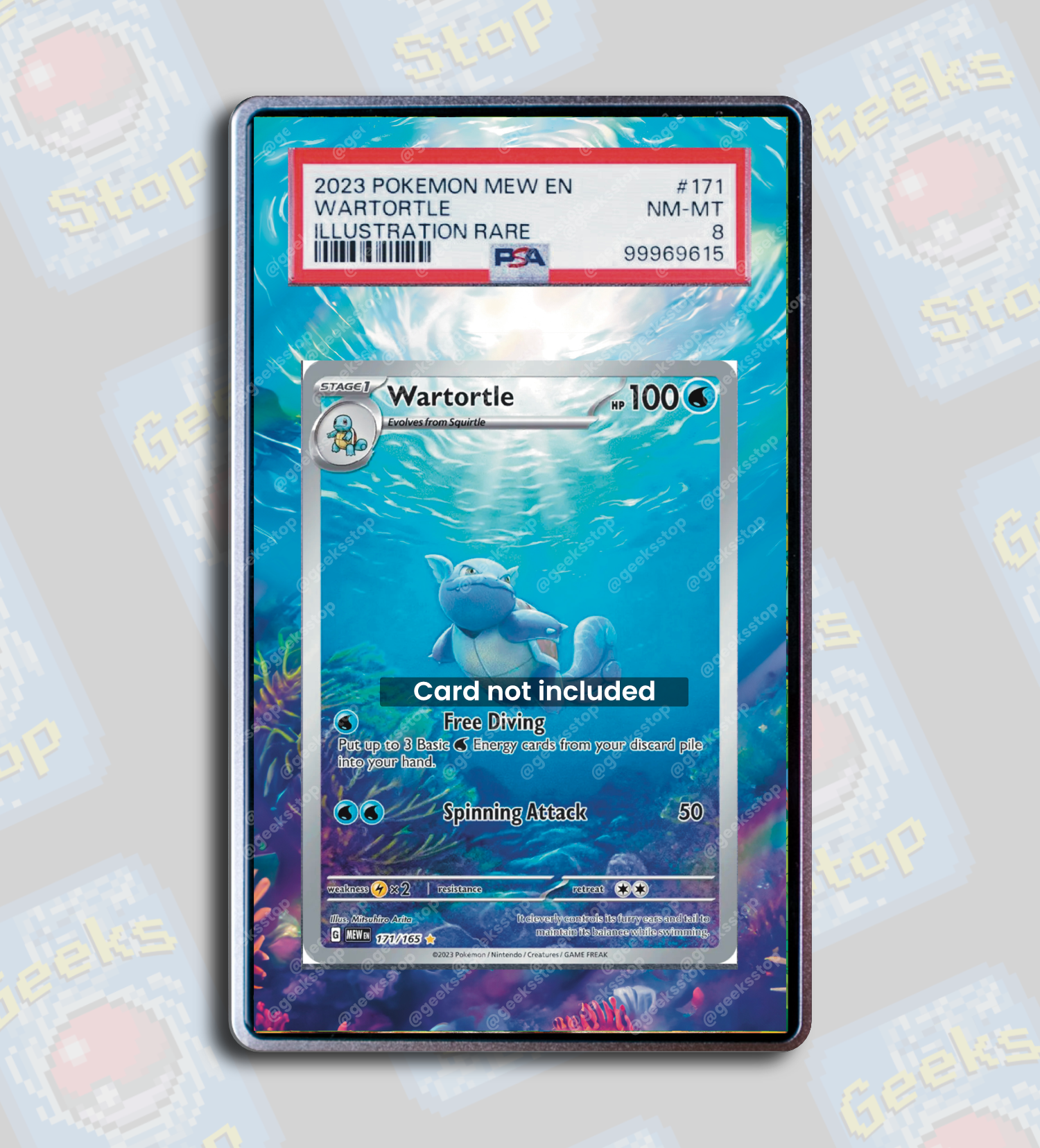 Wartortle 151 PSA TAG Beckett | Extended Art Display Case for Pokemon Card