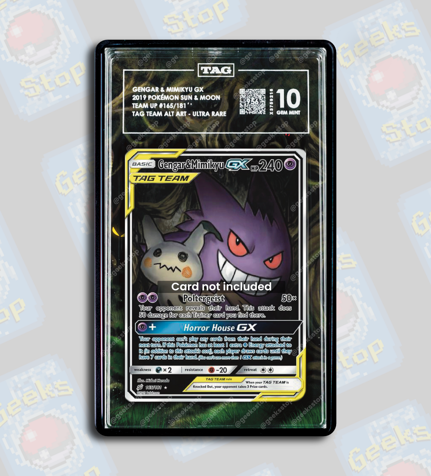 Gengar Mimikyu GX Alt Art PSA TAG Beckett | Display Case Extended Art for Pokemon Card