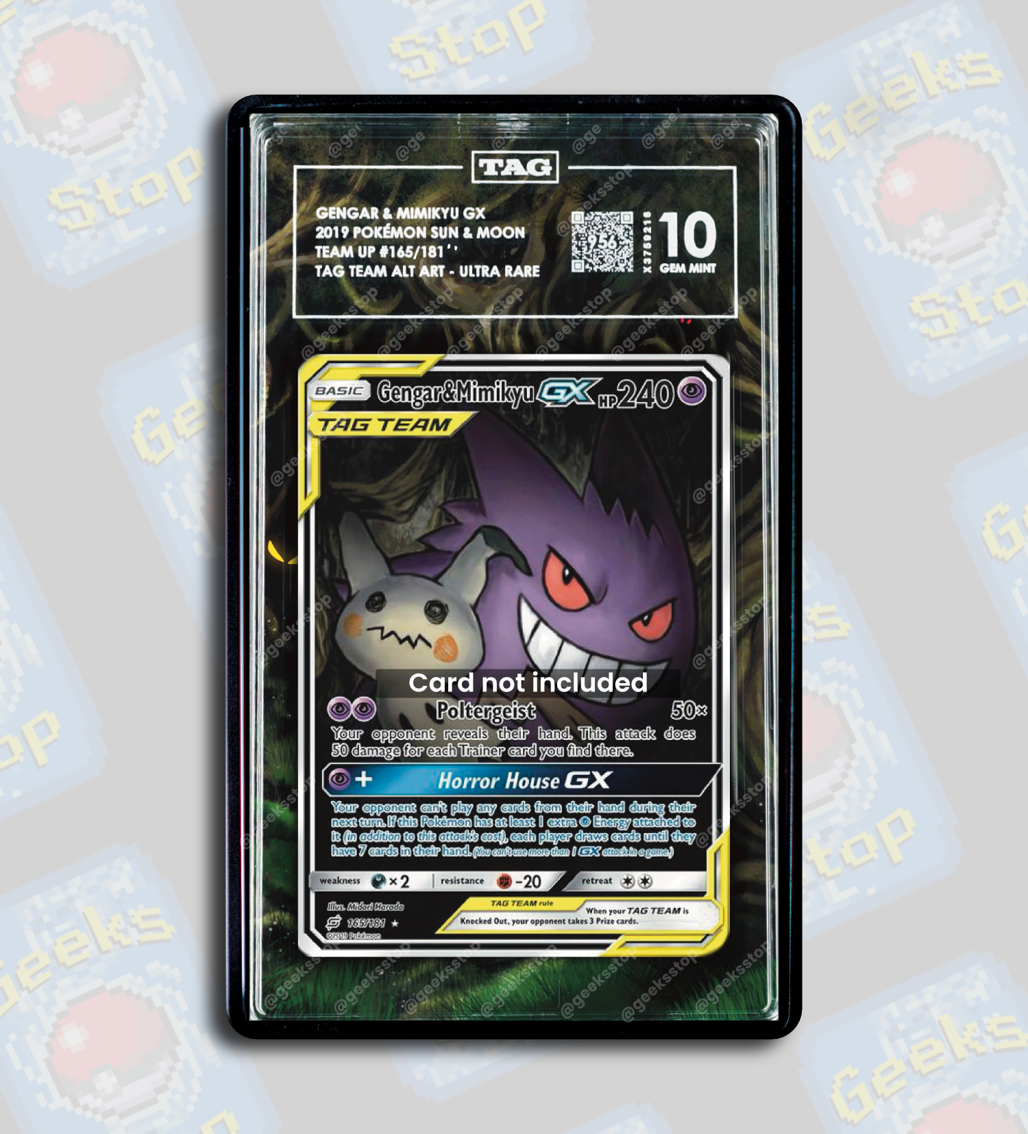 Gengar Mimikyu GX Alt Art PSA TAG Beckett | Display Case Extended Art for Pokemon Card