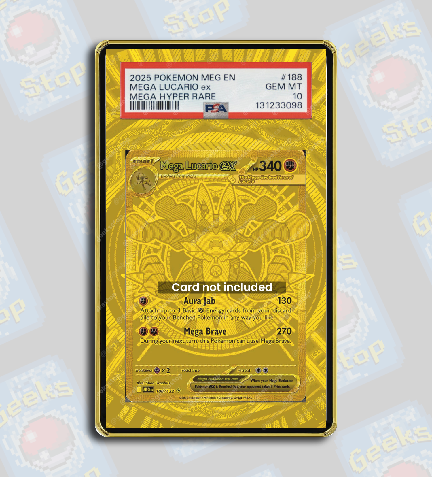 Mega Lucario ex Gold Hyper Rare PSA TAG Beckett | Extended Art Display Case for Graded Pokemon Card