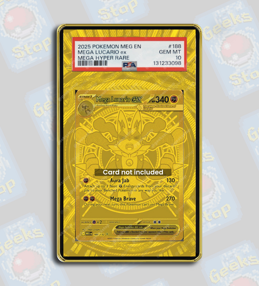 Mega Lucario ex Gold Hyper Rare PSA TAG Beckett | Extended Art Display Case for Graded Pokemon Card