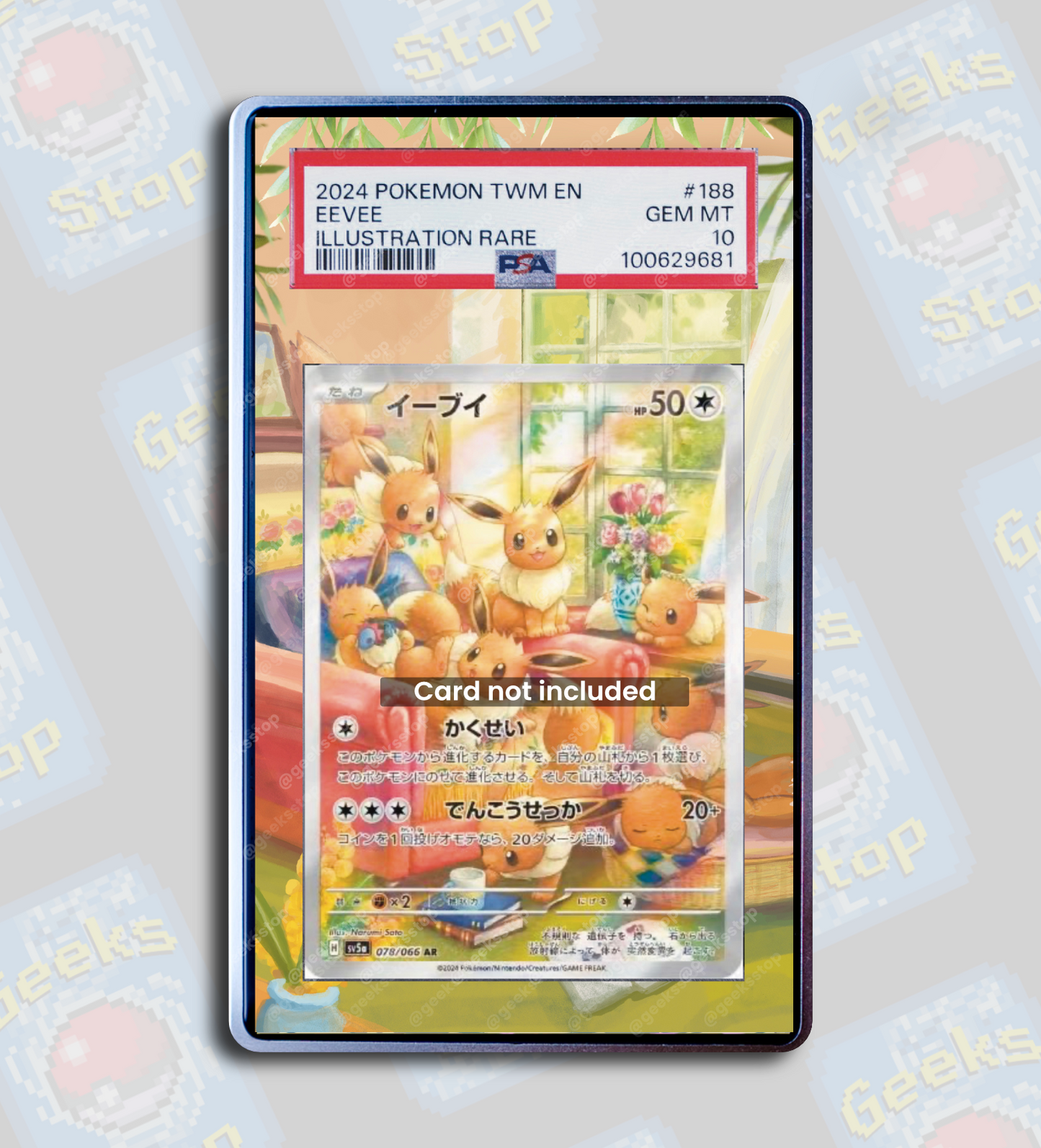 Eevee AR PSA TAG Beckett | Extended Art Display Case for Pokémon TCG