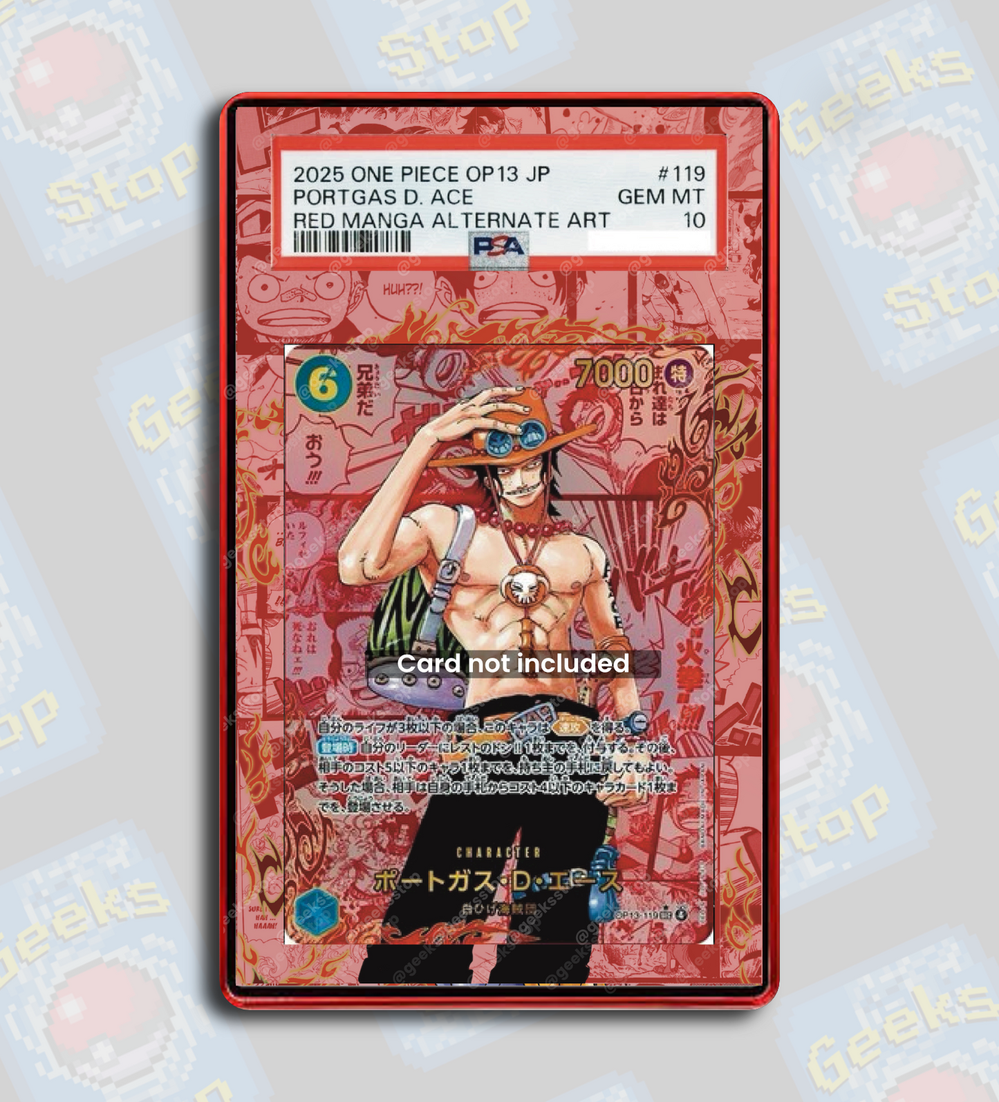 Ace Red Manga OP13 PSA TAG Beckett | Extended Art Display Case for One GeeksStop Ace Red Manga OP13 PSA TAG Beckett | Extended Art Display Case for One GeeksStop