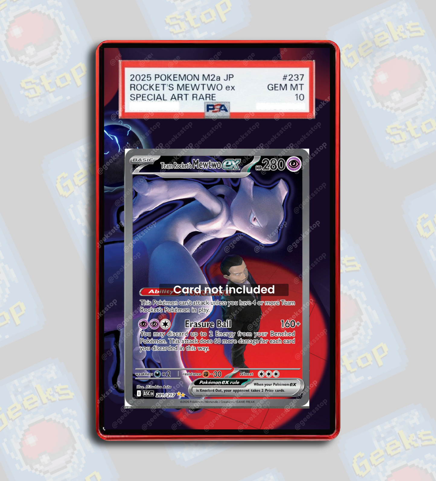 Team Rocket's Mewtwo ex 281 PSA TAG Beckett | Extended Art Display Case for Graded Pokemon Card