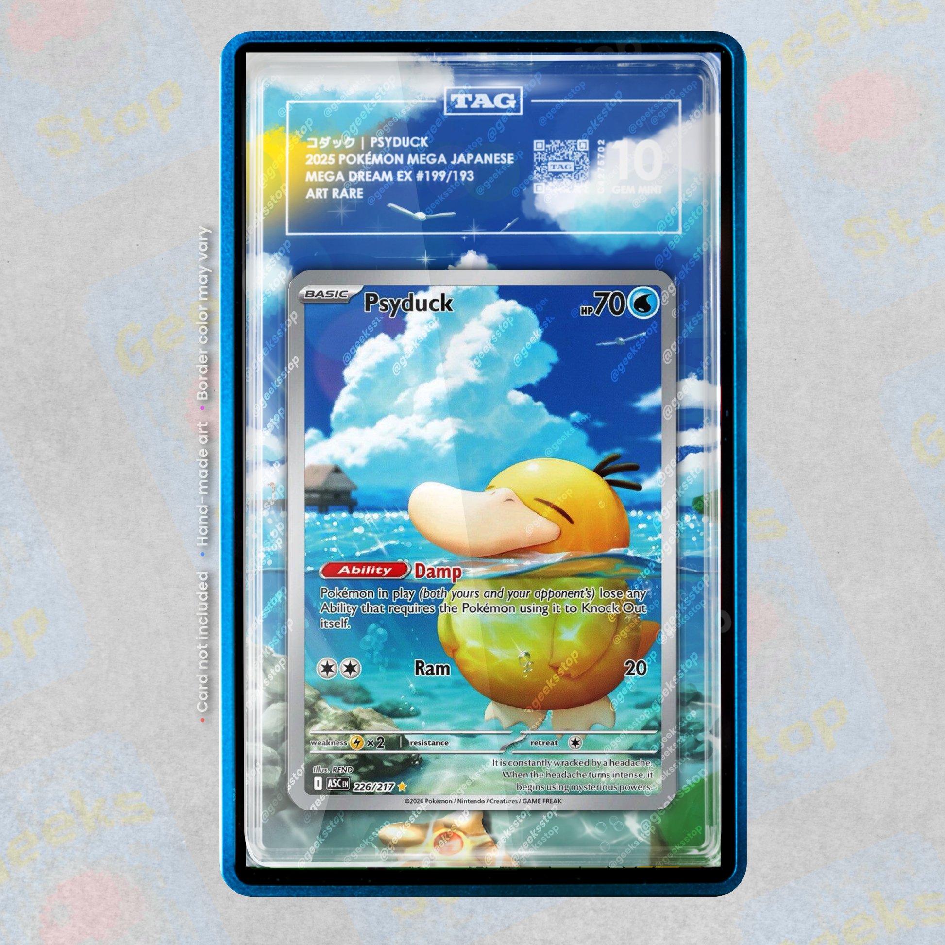 Psyduck AR 226 PSA TAG Beckett | Extended Art Display Case for Graded Pokemon Card