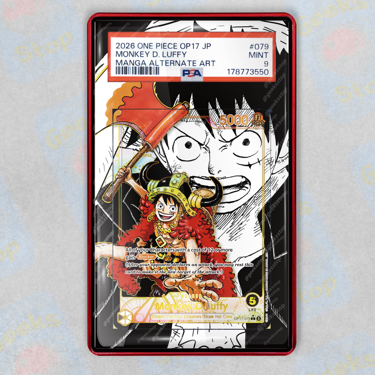 Luffy Super Alternate Art Leader OP17 Extended Art Display Case for PSA BGS Graded Slab
