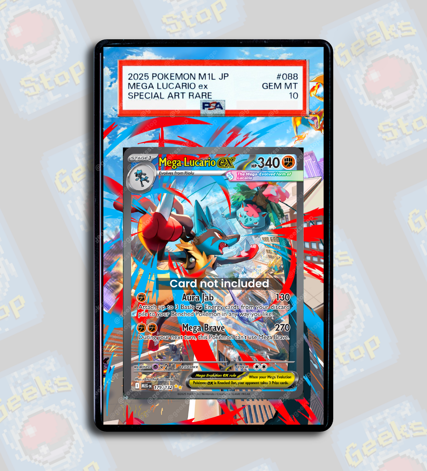 Mega Lucario ex SAR PSA TAG Beckett | Extended Art Display Case for Pokemon Card
