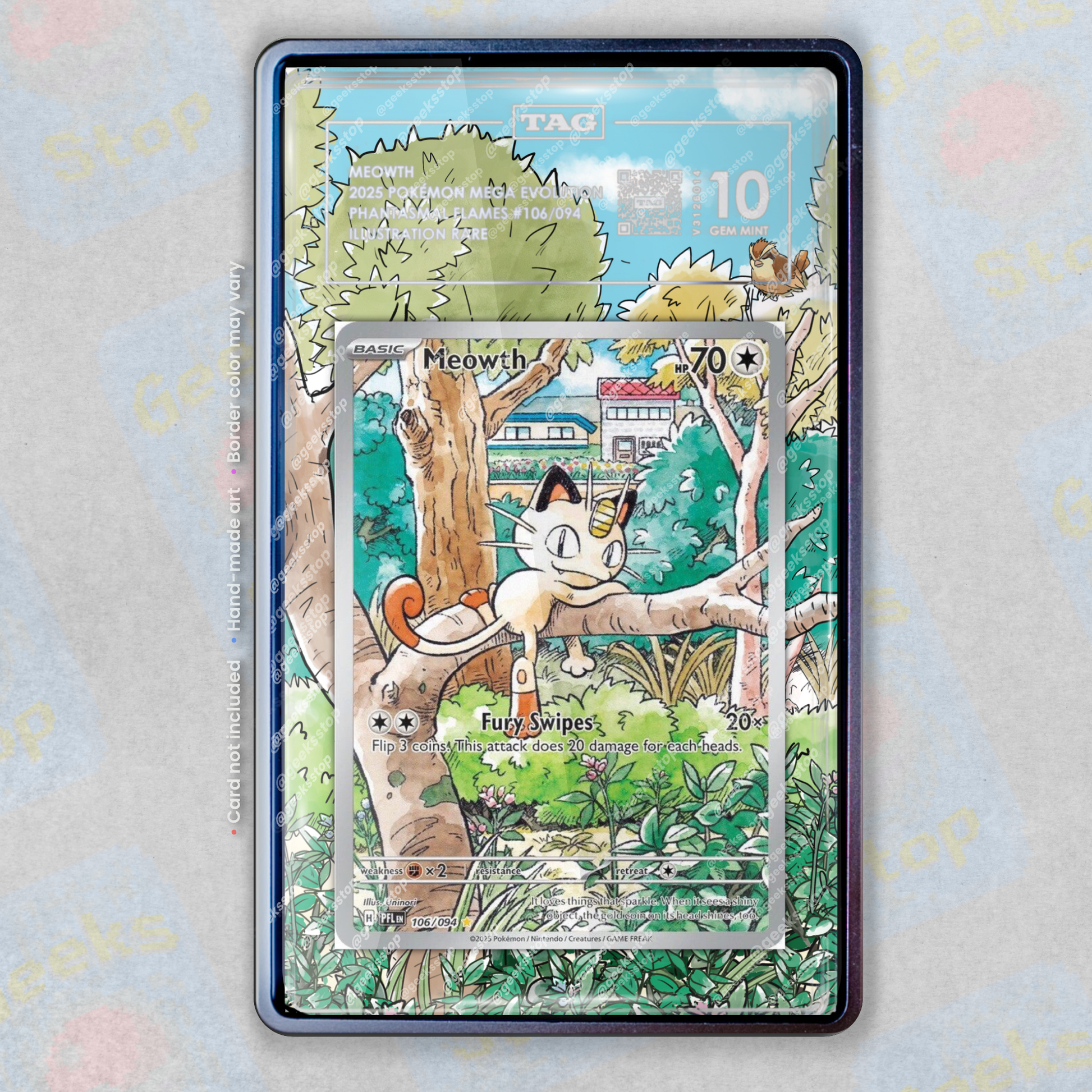 Meowth AR PSA TAG Beckett | Extended Art Display Case for Pokemon Card