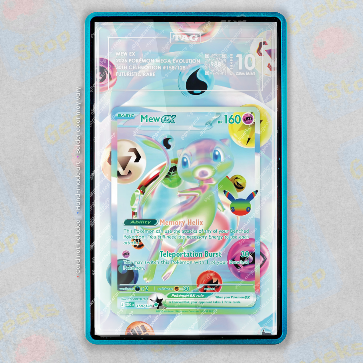 Mew ex Futuristic Rare 30th Celebration PSA TAG Graded | Extended Art Display Case for Pokemon