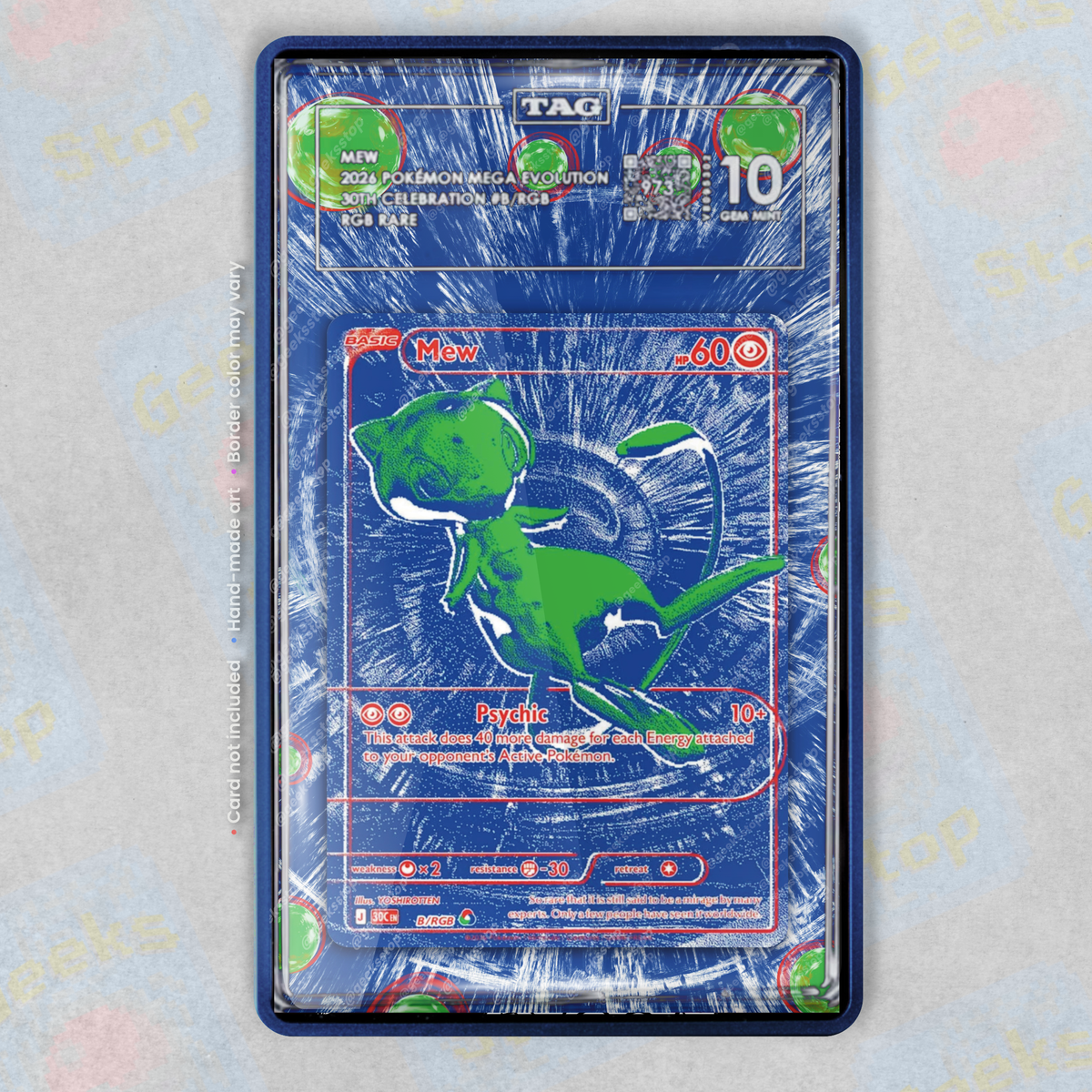 Mew RGB Blue 30th Anniversary PSA TAG Graded | Extended Art Display Case