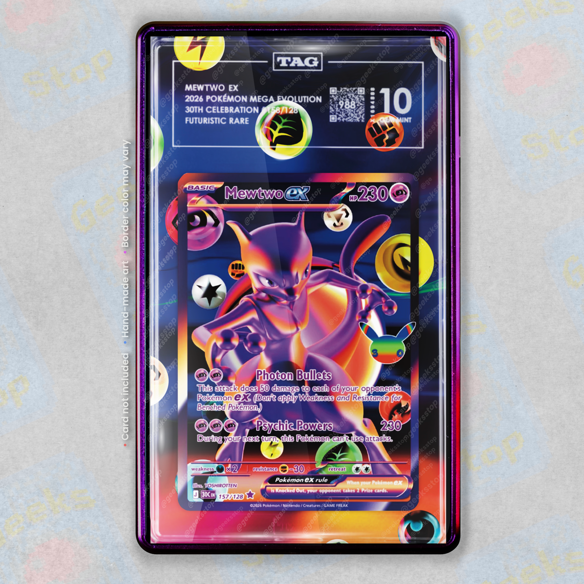 Mewtwo ex Futuristic Rare 30th Celebration PSA TAG Graded | Extended Art Display Case