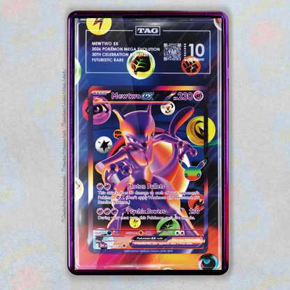 Mewtwo ex Futuristic Rare 30th Celebration PSA TAG Graded | Extended Art Display Case