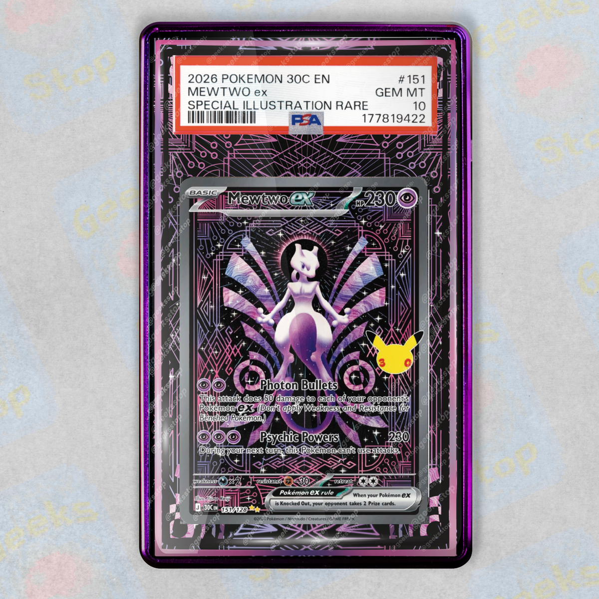 Mewtwo ex SIR 30th Celebration PSA TAG Graded | Extended Art Display Case