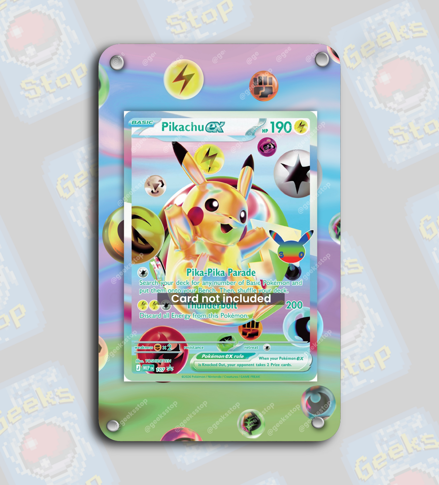 Pikachu ex 30th Celebration #107 Promo | Extended Art Display Case for Pokemon