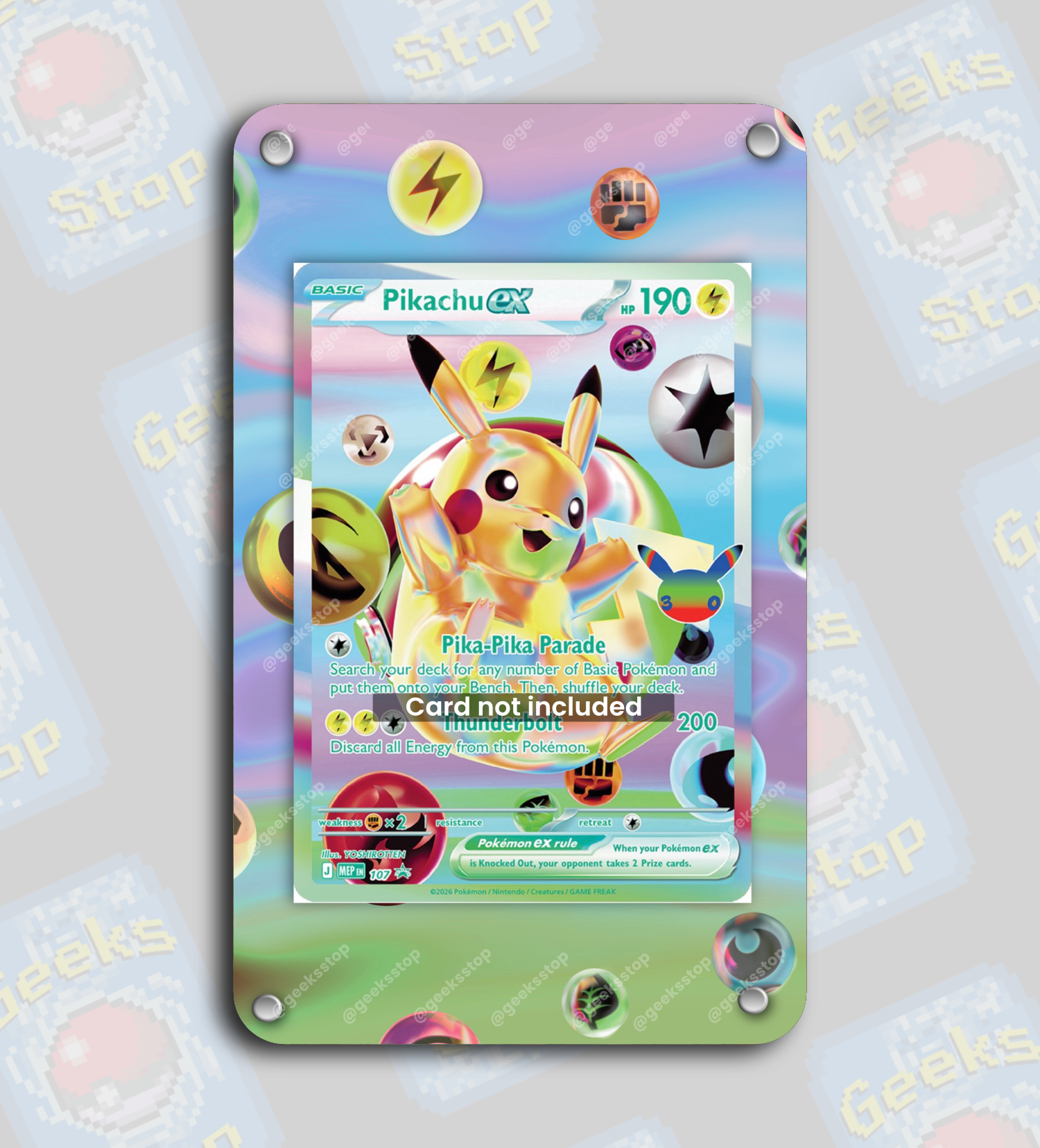 Pikachu ex 30th Celebration #107 Promo | Extended Art Display Case for Pokemon