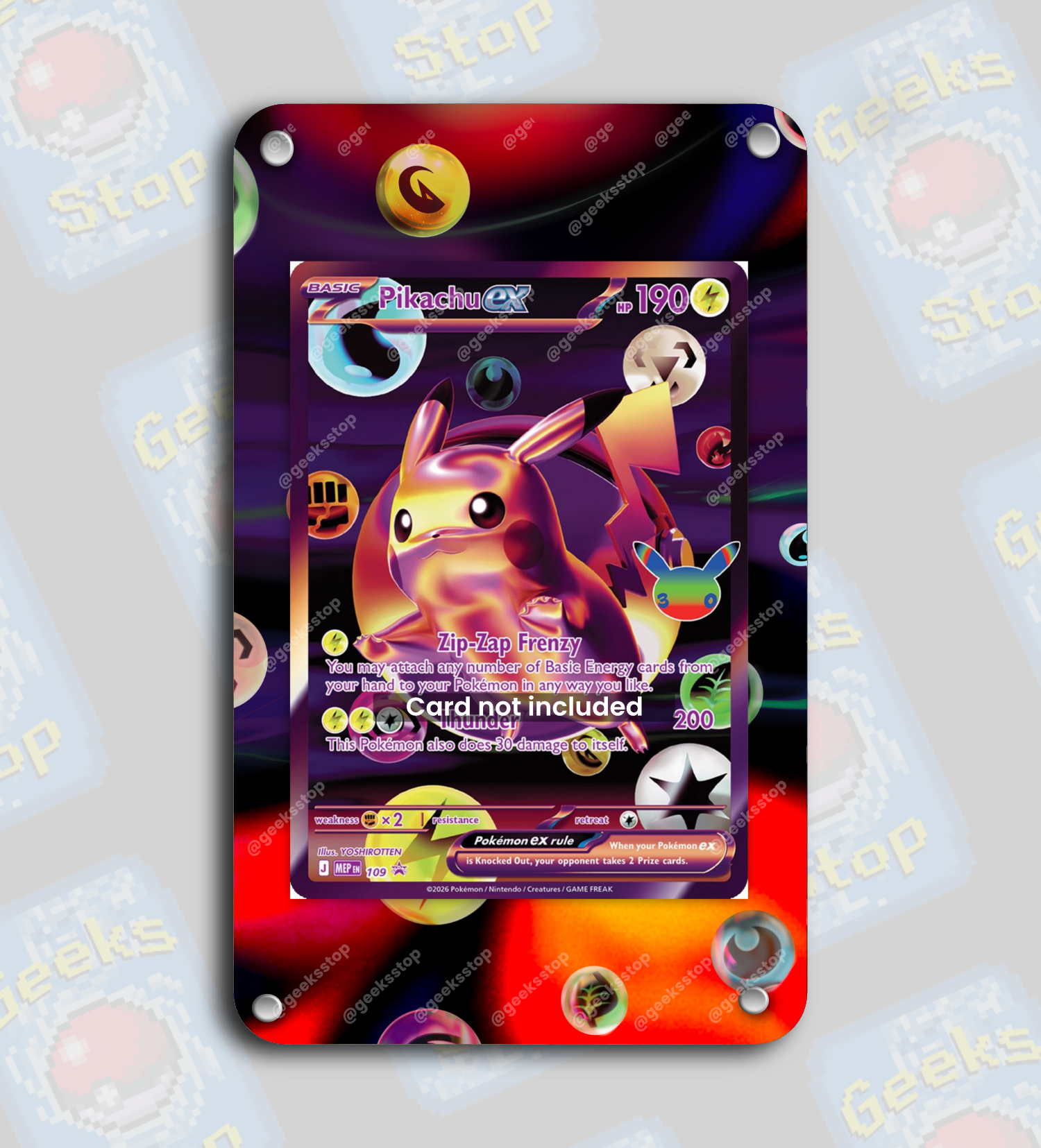 Pikachu ex 30th Celebration #109 Promo | Extended Art Display Case for Pokemon