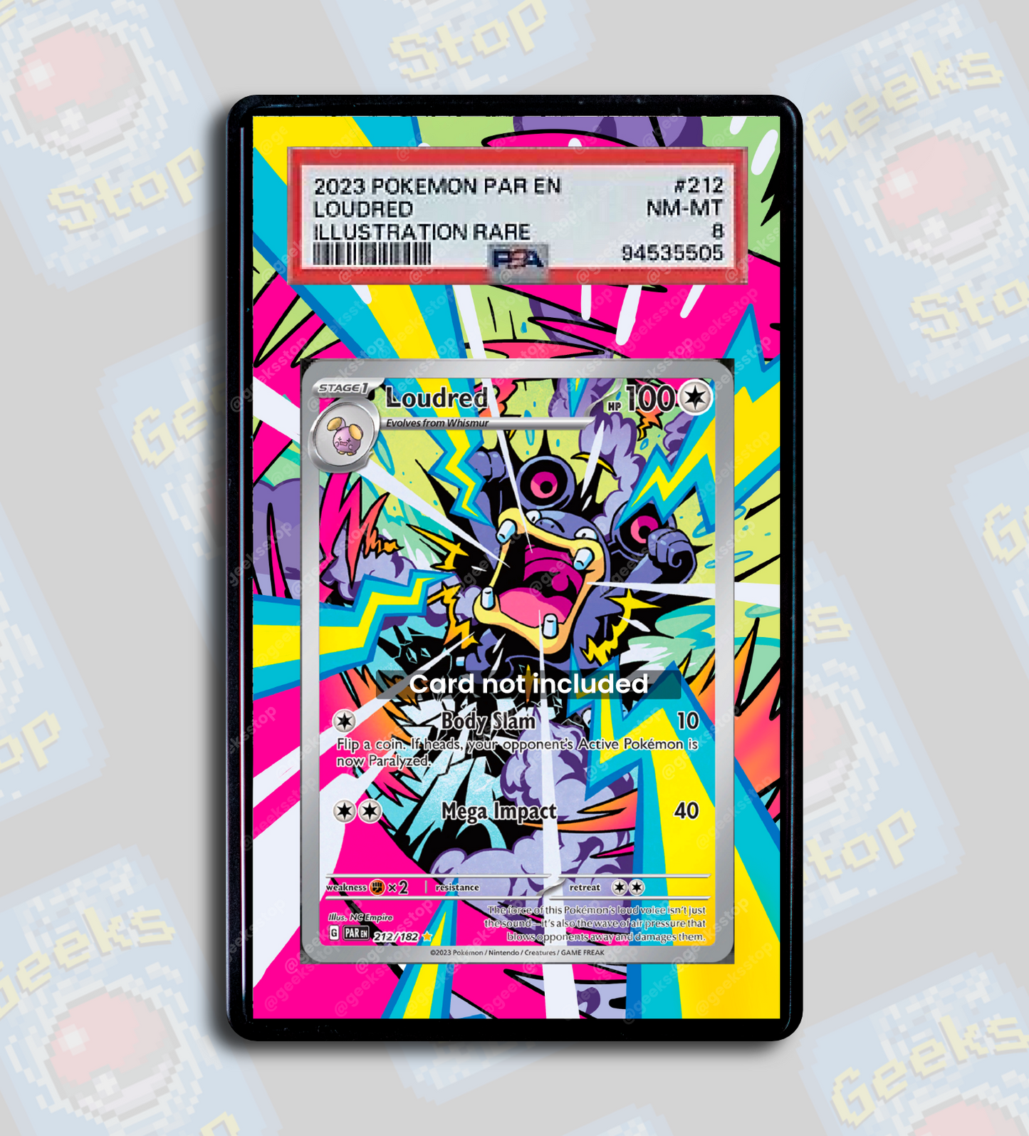 Loudred IR PSA TAG Beckett | Extended Art Display Case for Pokemon Card