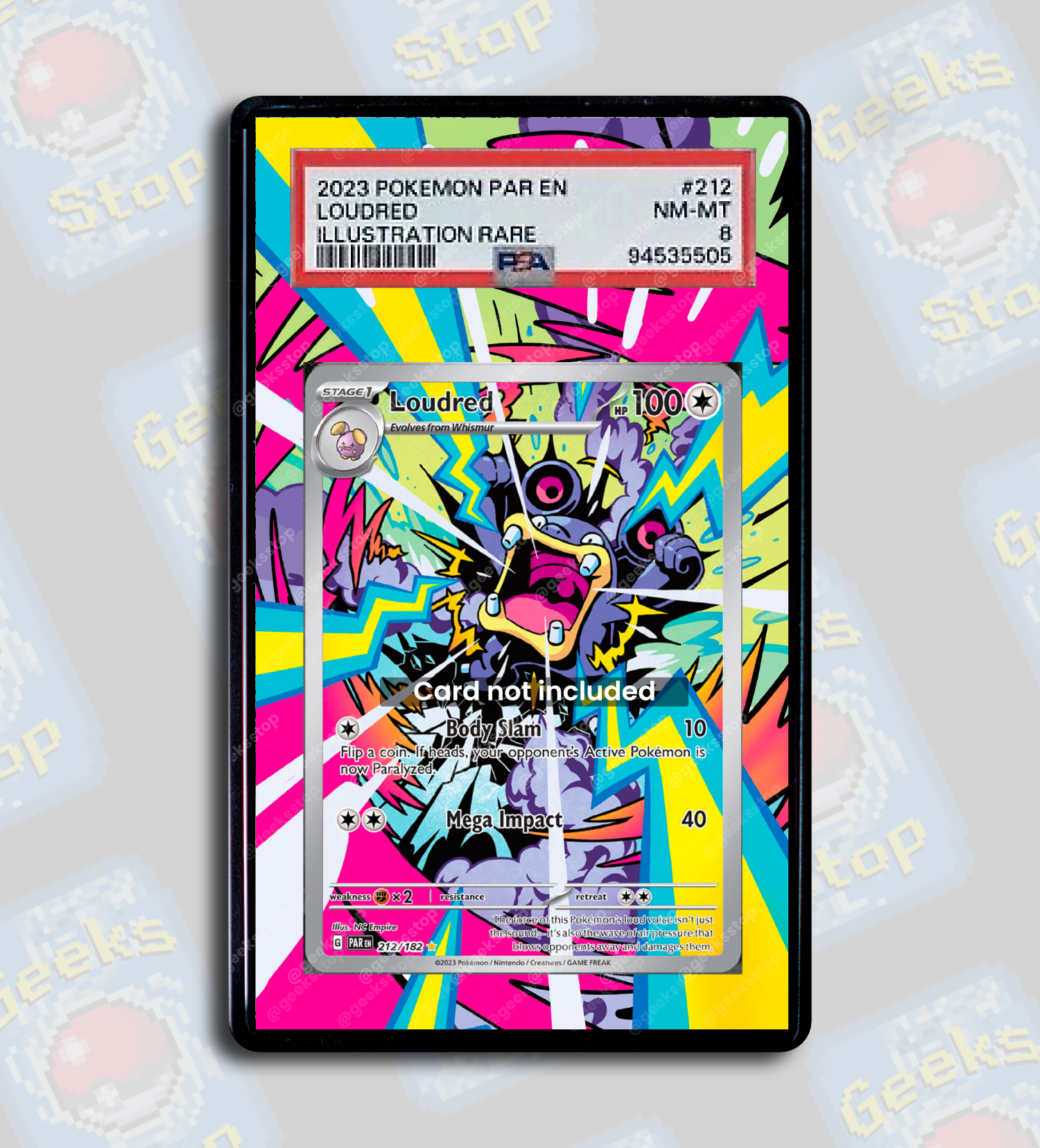 Loudred IR PSA TAG Beckett | Extended Art Display Case for Pokemon Card