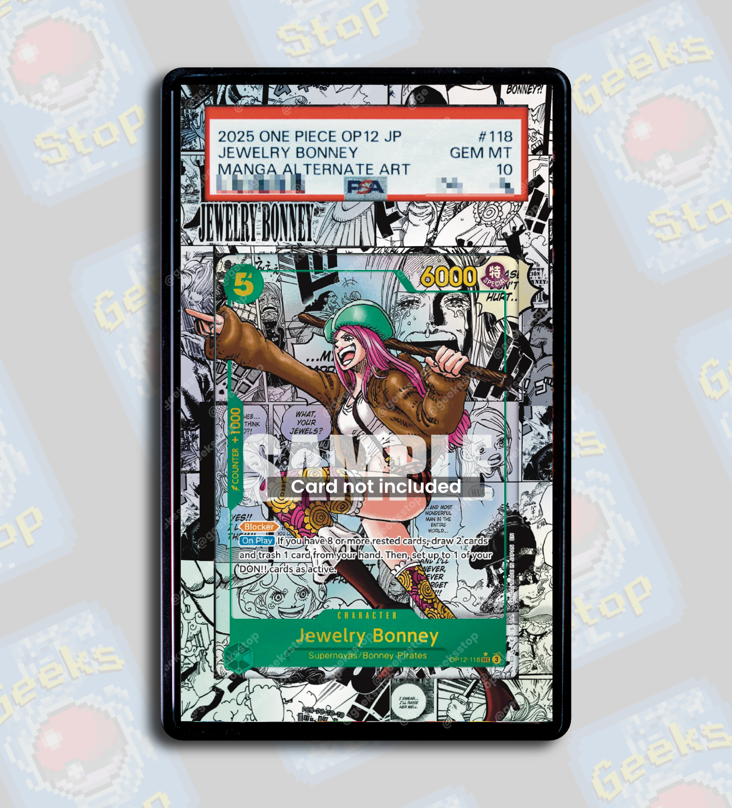 Jewelry Bonney Manga OP12 PSA TAG Beckett | Extended Art Display Case for One Piece Card