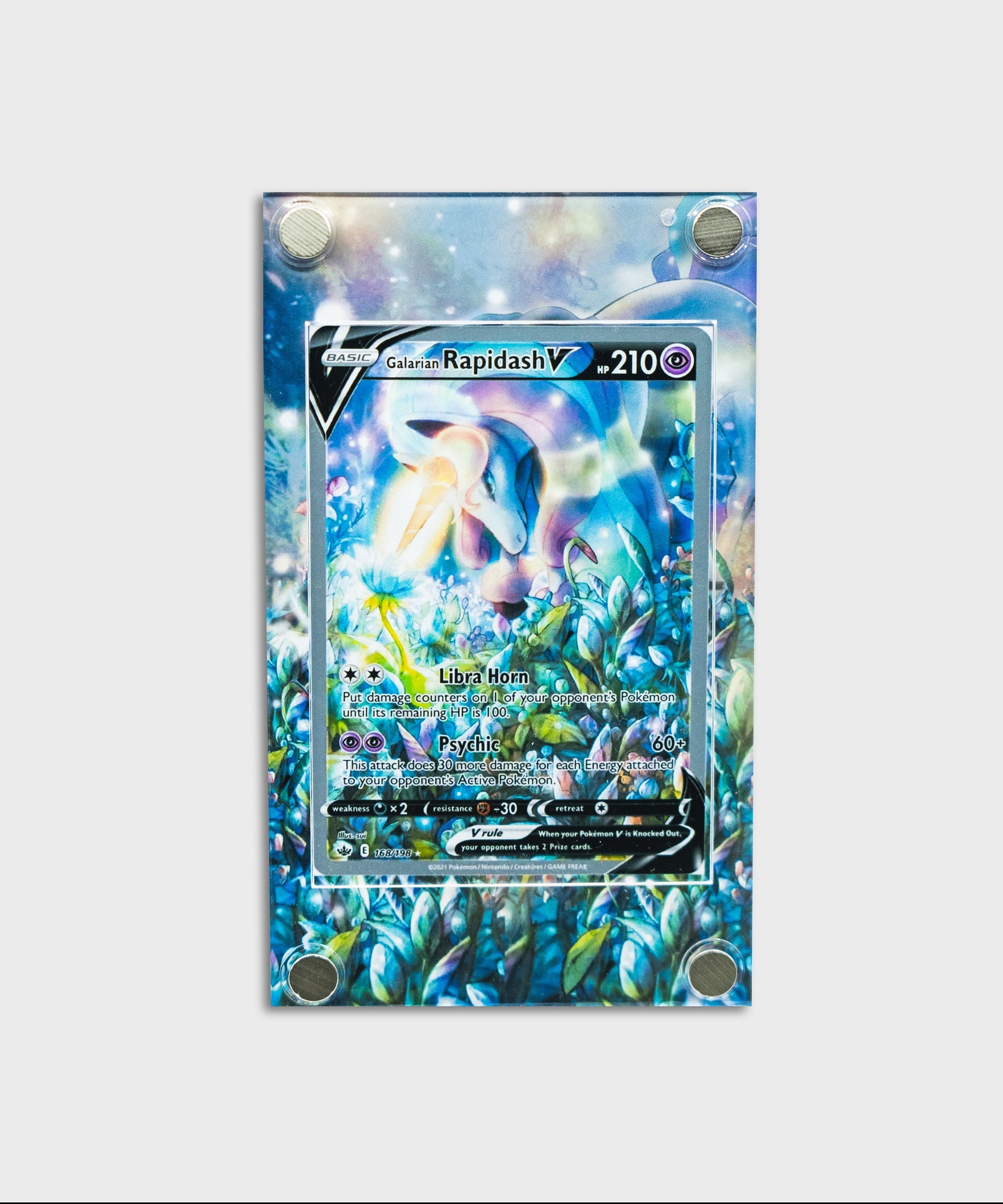 Galarian Rapidash V Alternate Art | Card Display Case Extended Art for GeeksStop Galarian Rapidash V Alternate Art | Card Display Case Extended Art for GeeksStop