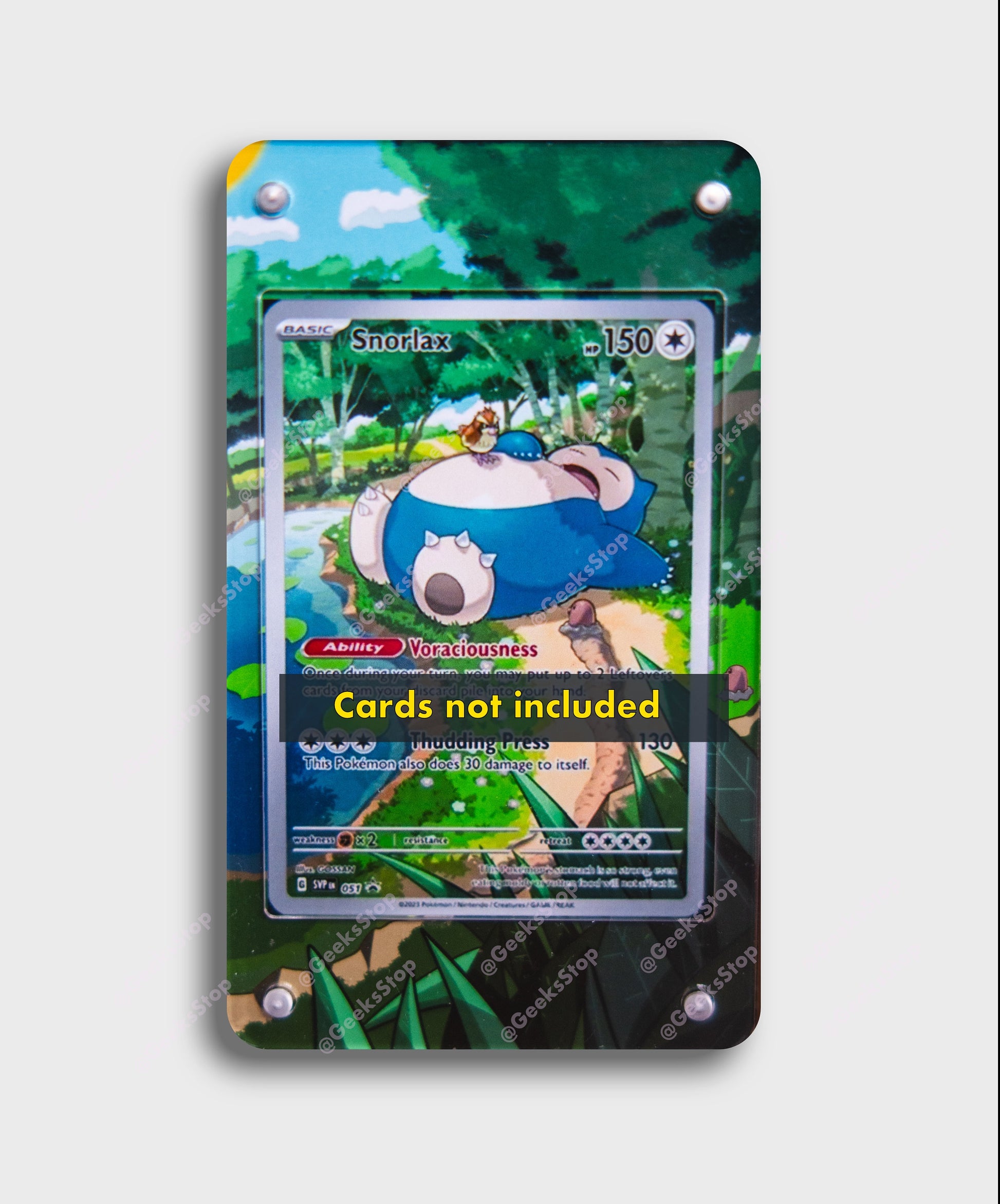 Snorlax 051 Promo 151 Extended Art Custom Pokemon Card Display Case GeeksStop Snorlax 051 Promo 151 Extended Art Custom Pokemon Card Display Case GeeksStop