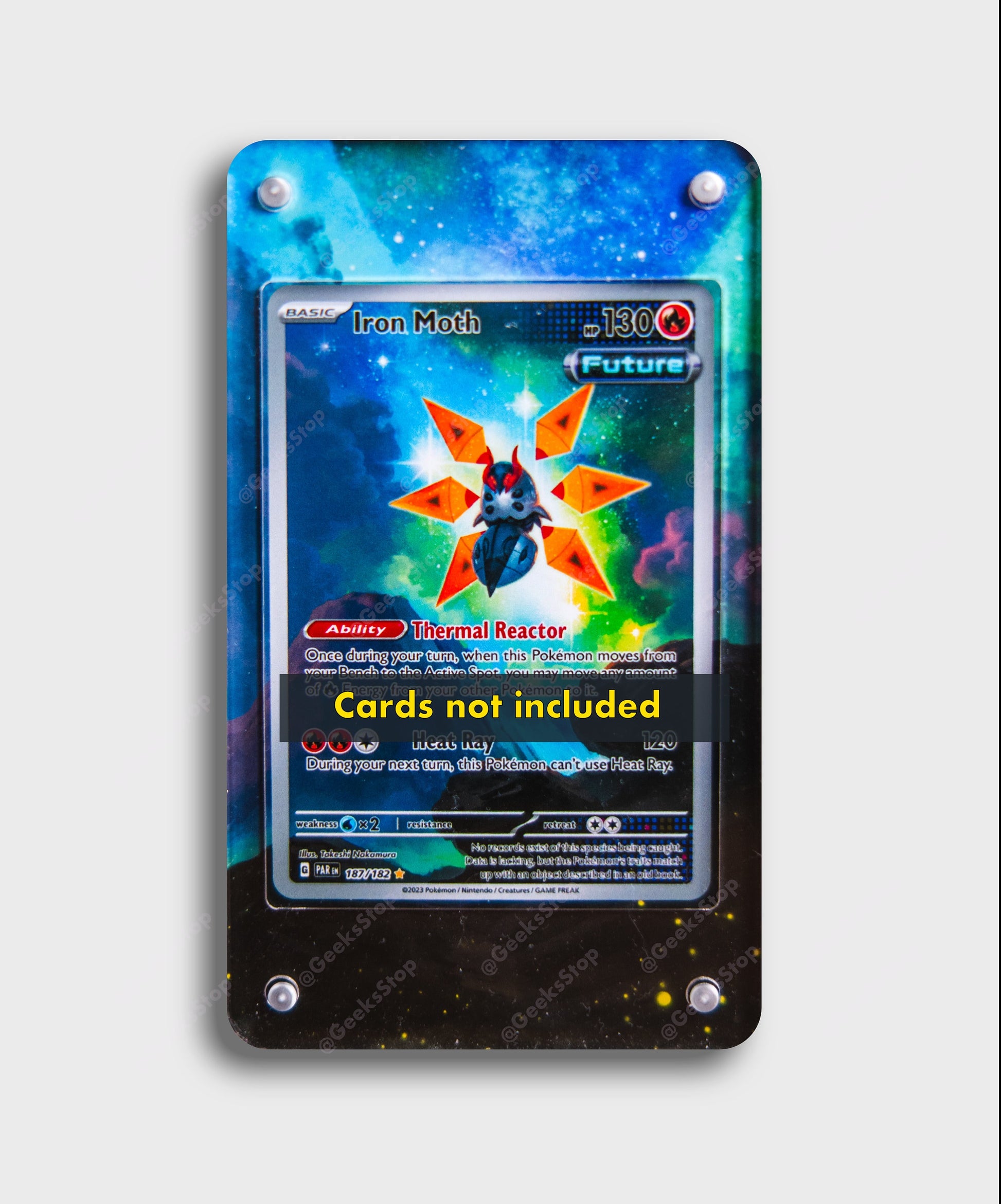 Iron Moth IR | Card Display Case Extended Art for Pokemon Card GeeksStop Iron Moth IR | Card Display Case Extended Art for Pokemon Card GeeksStop